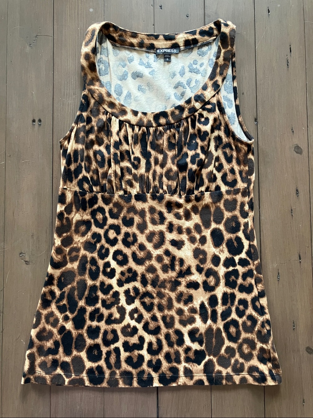 Express Leopard-Print Sleeveless Tank Top - Brown & Black